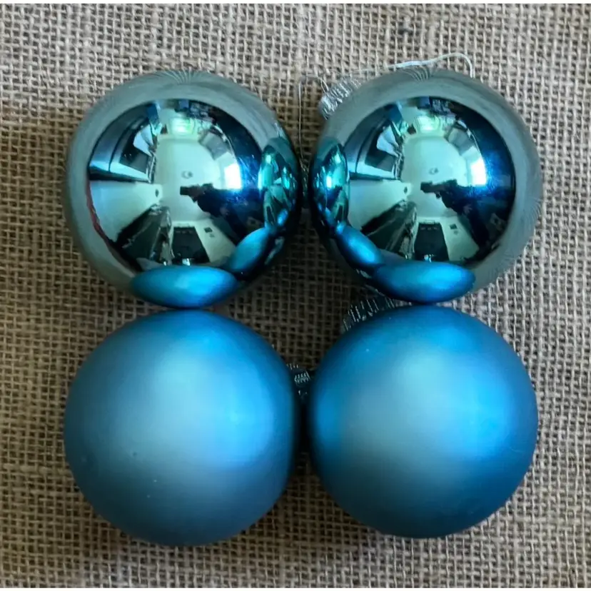 Vintage Light Blue Glass Ball Ornaments Shiny And Matte Christmas Holiday