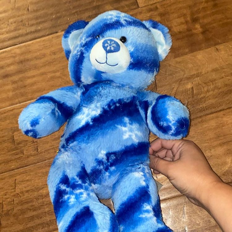 Medium Build A Bear Winter Hugs Teddy Stuffed Animal Plush Toy Snowflake Blue 16"