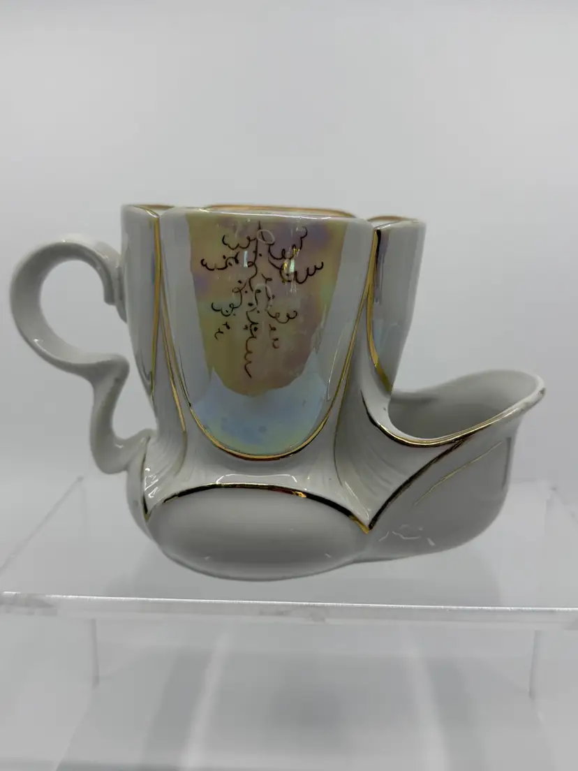 Vintage Oversize German Porcelain Lustre Ware Floral Shaving Mug
