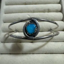 Sterling Native Turquoise Cuff Fit 7”