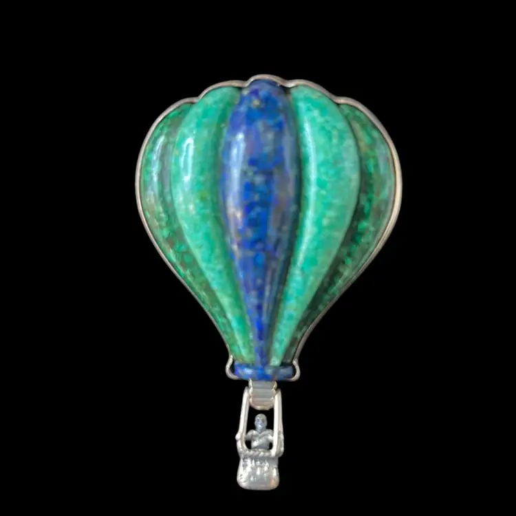 Vintage Carolyn Pollack Turquoise, Lapis, Malachite Pendant/Brooch - Marked 925 - 1.25” x 1.75” x0.50”