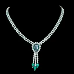 Rhinestone Necklace Emerald Green Teardrop Pendant Vintage Style