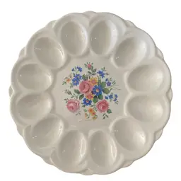 Vintage E$R American Art ware 12 Deviled Egg Platter Floral Pattern