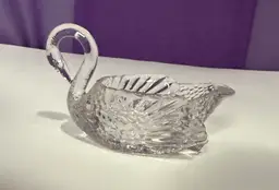 Vintage Godinger Shannon Crystal Swan Trinket Dish/Votive Holder, 5" x 2" Clear Glass