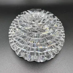 Vintage Leo Japan Hand Cut Winter Rose Crystal Paperweight 3.5”
