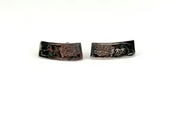 Vintage Sterling Silver Screw Back Earrings With MOP Accents 1.25”