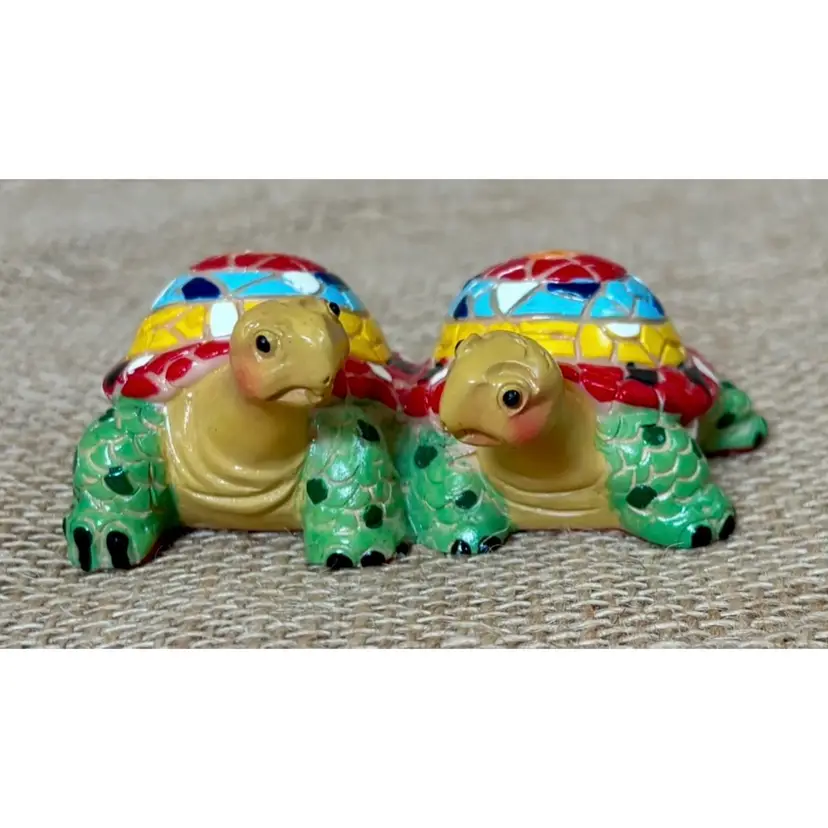 Creaciones Velasco Turtle Resin Figurine Mosaic Shell Spanish Folk Art Boho Fun