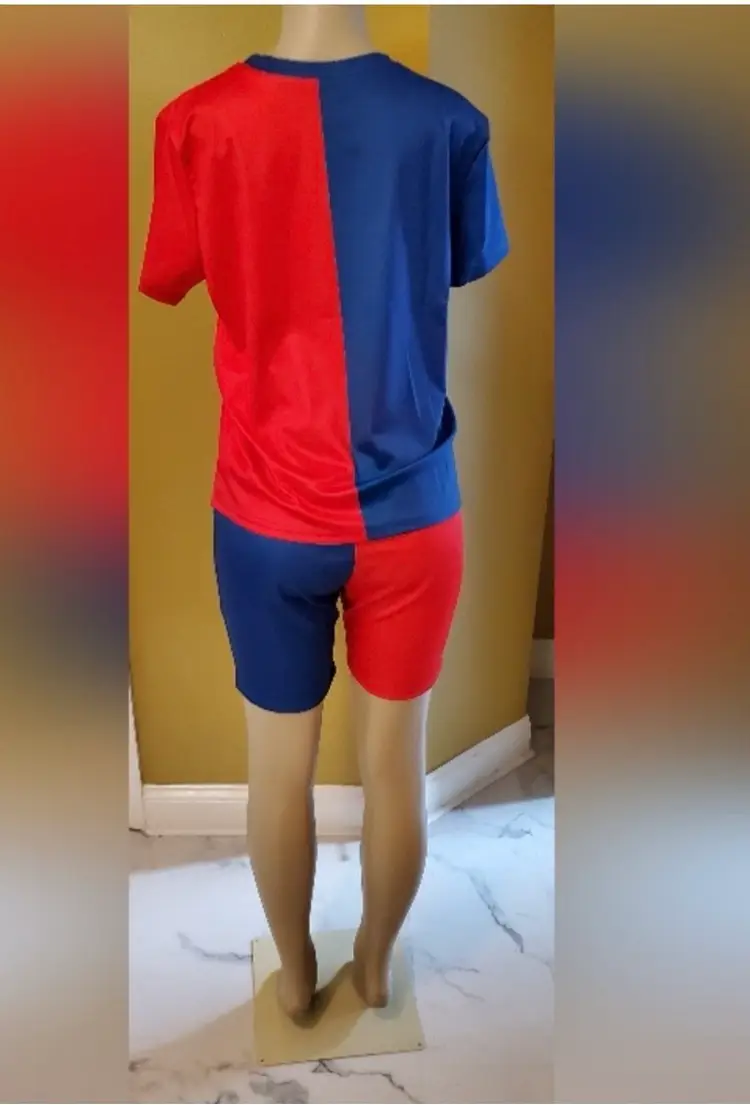 Bold Blue & Red Queen of Hearts Two-Piece Set