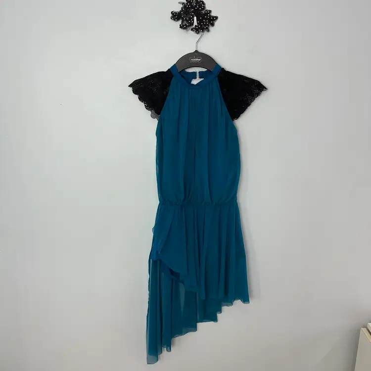 Weissman Small Adult These Days style 12185 turquoise & black Dance Costume