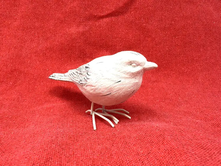 White Glitter (Sugared) Bird Figurine – Winter Cottage Decor – Neutral Holiday Accent