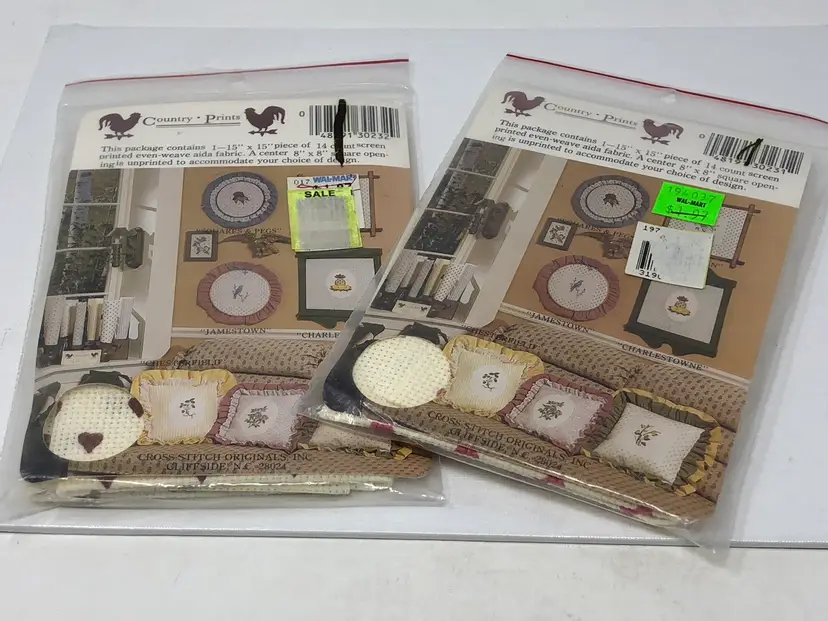 Country Prints Printed Cross-Stitch Fabric with Hearts