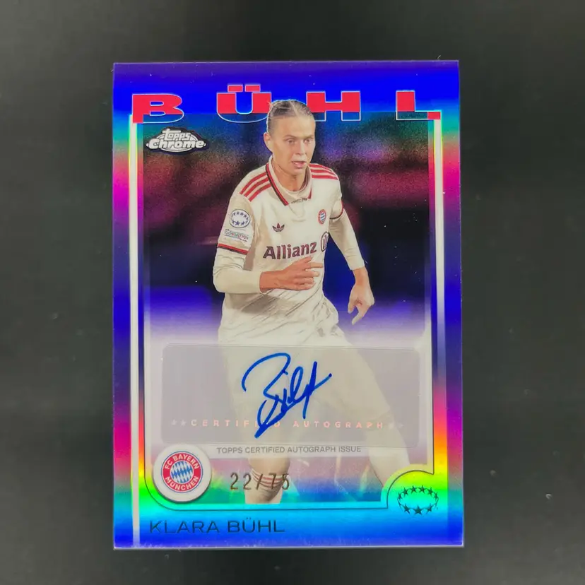 Klara Buhl 2024/25 Topps Chrome UWCL Purple Autograph /75 Bayern Soccer Card