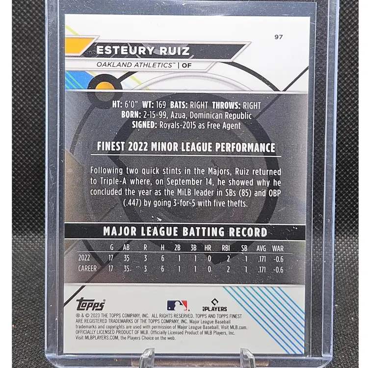 2023 Topps Finest #97 Esteury Ruiz RC Rookie Gold Diamond /50 Oakland Athletics
