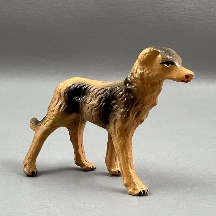 Vintage 2" Plastic Borozoi Dog Figurine Japan Brown Tan