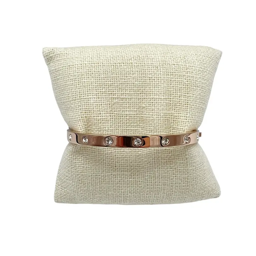 Kate Spade Set In Stone Crystal Rose Gold Hinged Bangle Bracelet