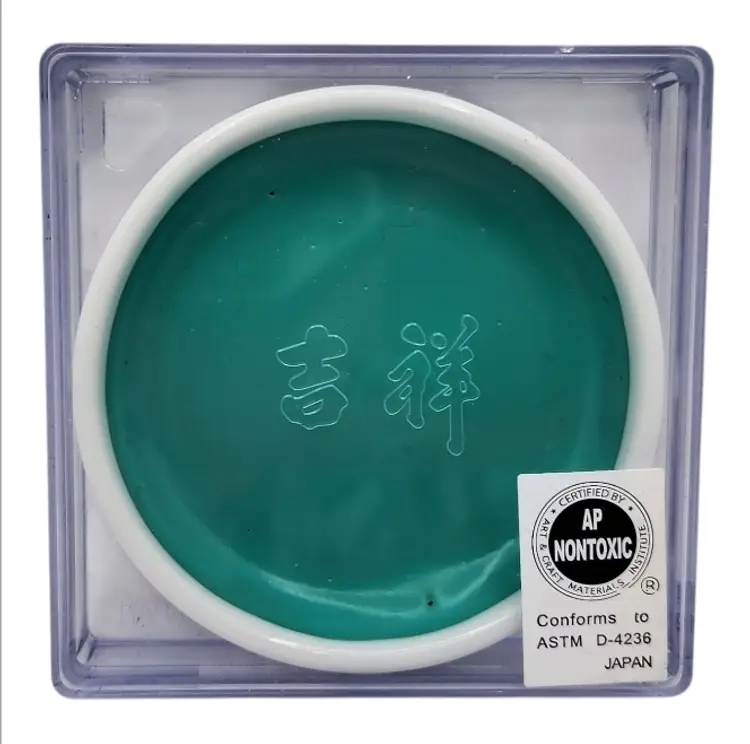Sumi-E Japanese Watercolor in Porcelain Dish Pearl Green for Painting Art