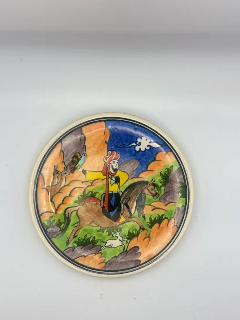 18026 - Hand Painted Plate Signed Süsler Cini Kütahya 6” Diameter