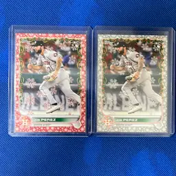 2022 Topps Holiday Joe Perez RC HW83 RED Metallic 91/99 + Base Metallic