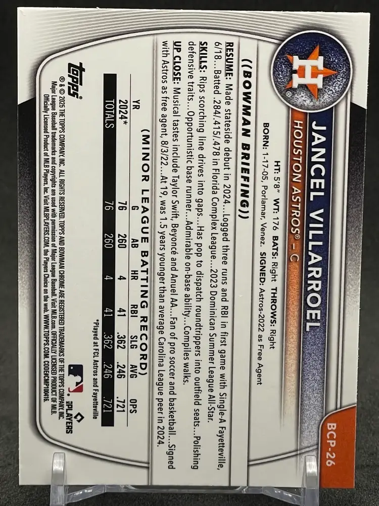 Jancel Villarroel 2025 Bowman Chrome Bowman 1st Reptilian Refractor #BCP-26