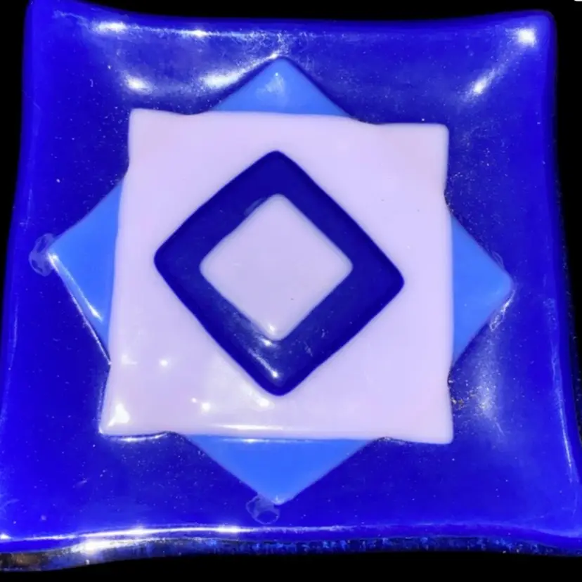 #18- Just In 1980/90s Fused Art Glass Candy Dish  4" X 4"