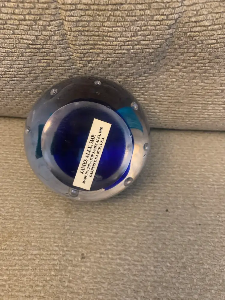 James Alex Imports Paperweight W/Blue Flower