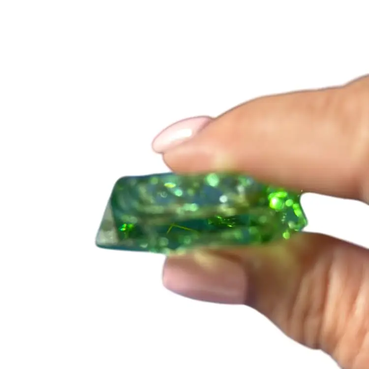 Set Of 4  Green Cut Glass Individual Salt Cellars