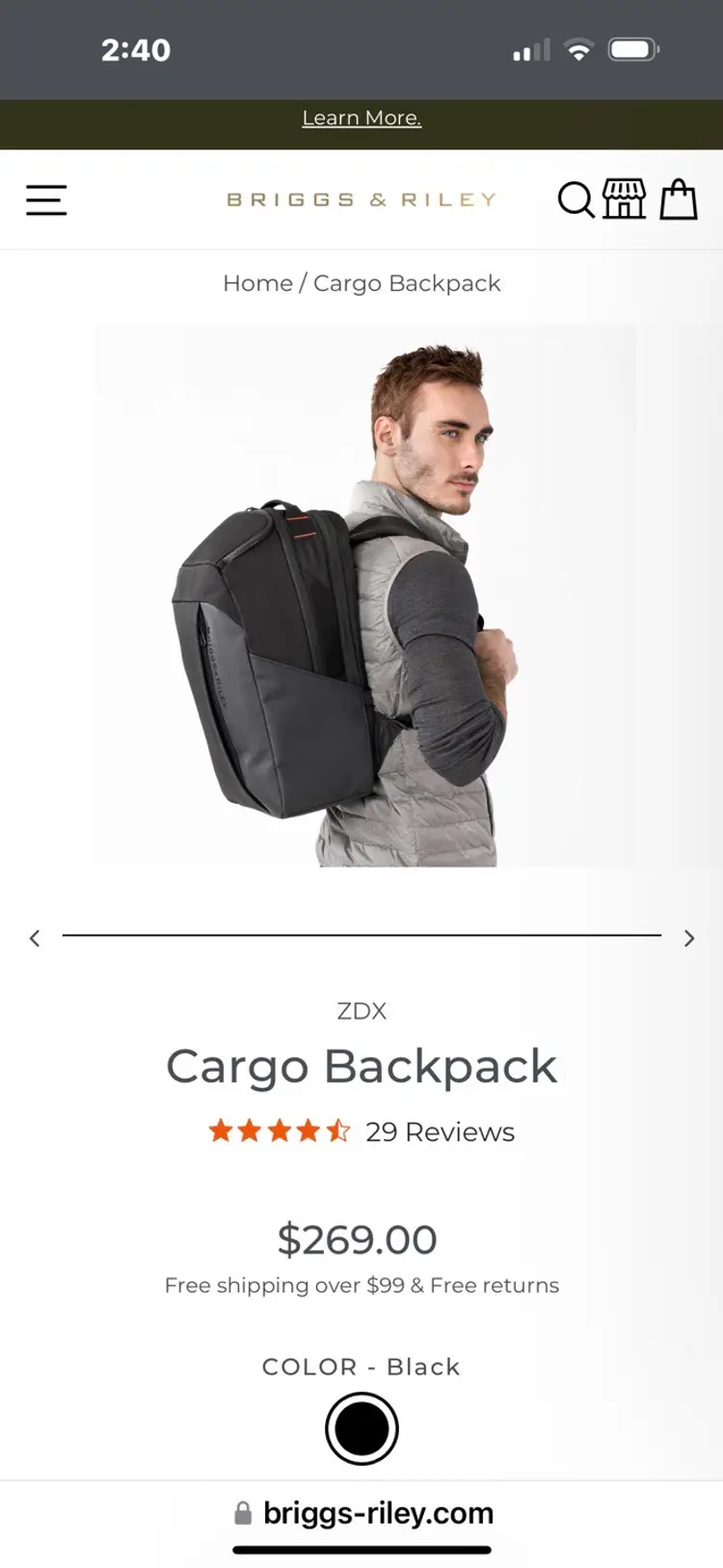 NWT Briggs &Riley ZDX Cargo Backpack