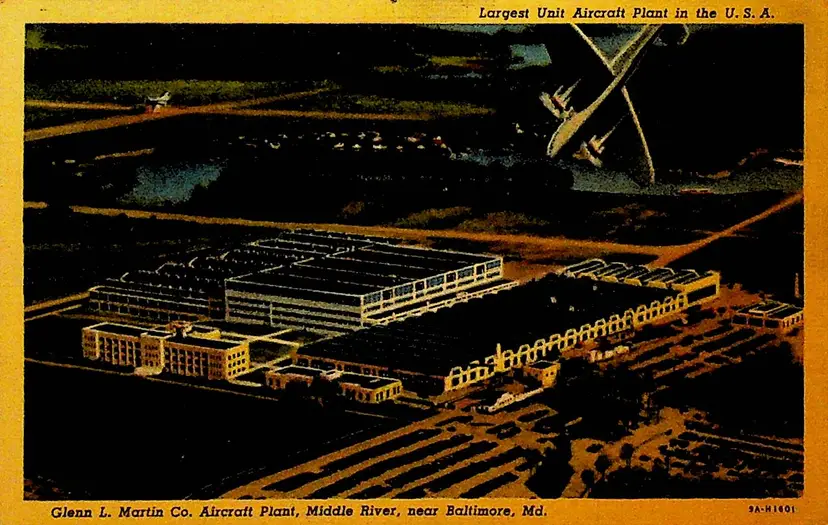 Glenn L Martin Co Aircraft Plant Near Baltimore Md Postcard