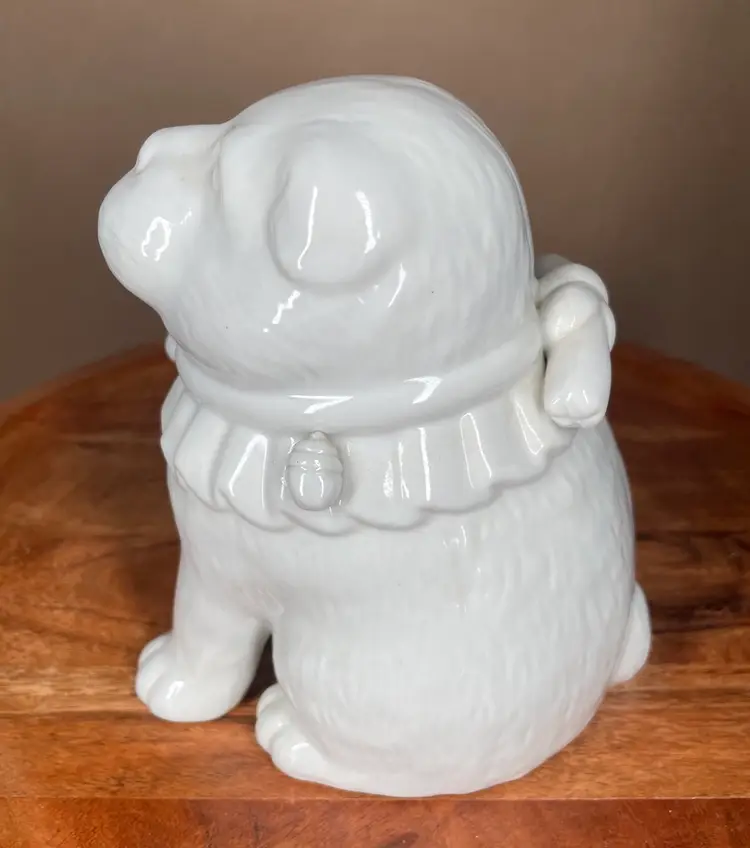 Meiji Hirado Japanese White Porcelain Puppy Dog Animal Figurine