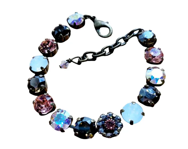 Swarovski Crystal Embellished Tennis Bracelet Adjustable to 7.75" Multicolored