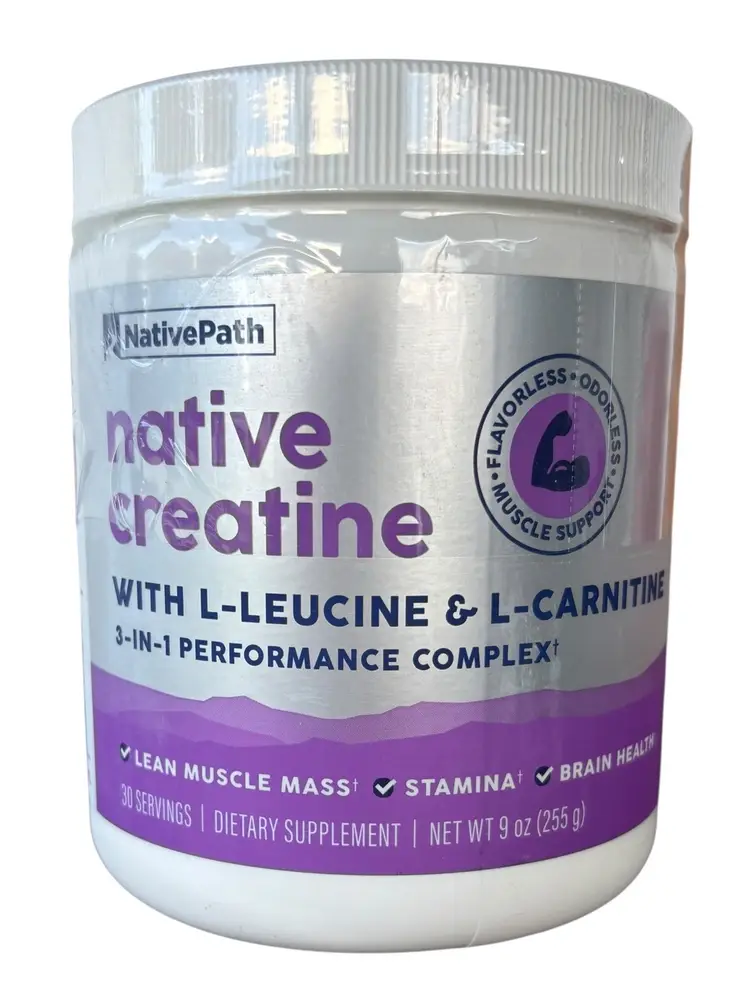 NativePath Creatine Monohydrate Powder with L-Leucine & L-Carnitine-30 Servings