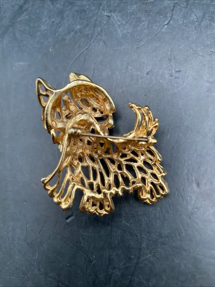 VTG Gold Scottie Terrier Bobble Head Brooch