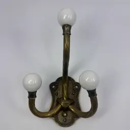 Vintage French Style Brass Double Hook Coat Hanger 6”