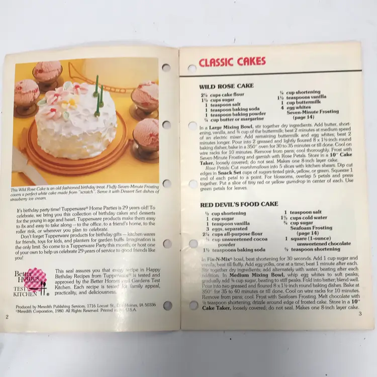 Birthday Cake Cookbook By Tupperware
