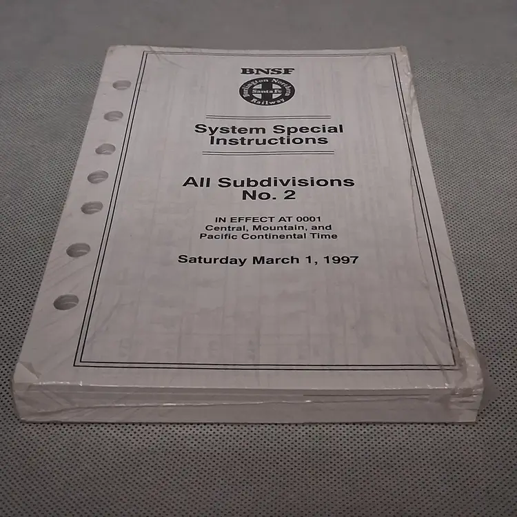 BNSF Burlington Northern Santa Fe Railway 1997 System Special Instructions New
