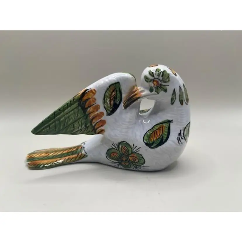 Vintage Hand-Painted Bone China Bird Figurine Made In Italy ~ Floral Accents ~ 3 inches tall, 5 inches long