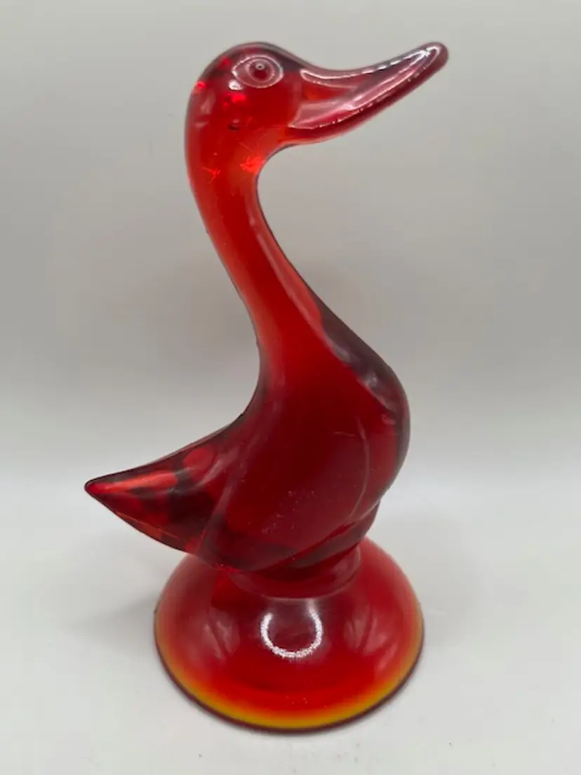 Vintage (1960's) Viking Glass Ruby Red Duck (UV Reactive)