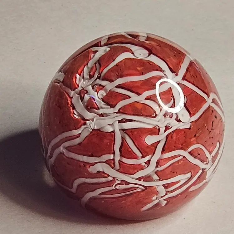 Red and White Art Glass Paperweight