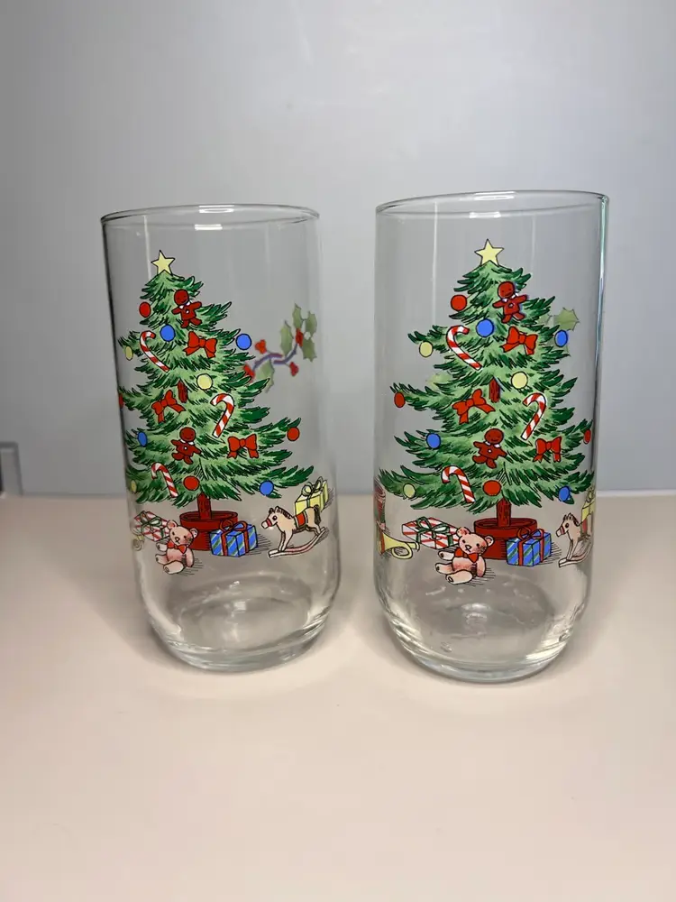 Vintage Luminarc France 14oz Holiday Hostess Noel Christmas Glasses