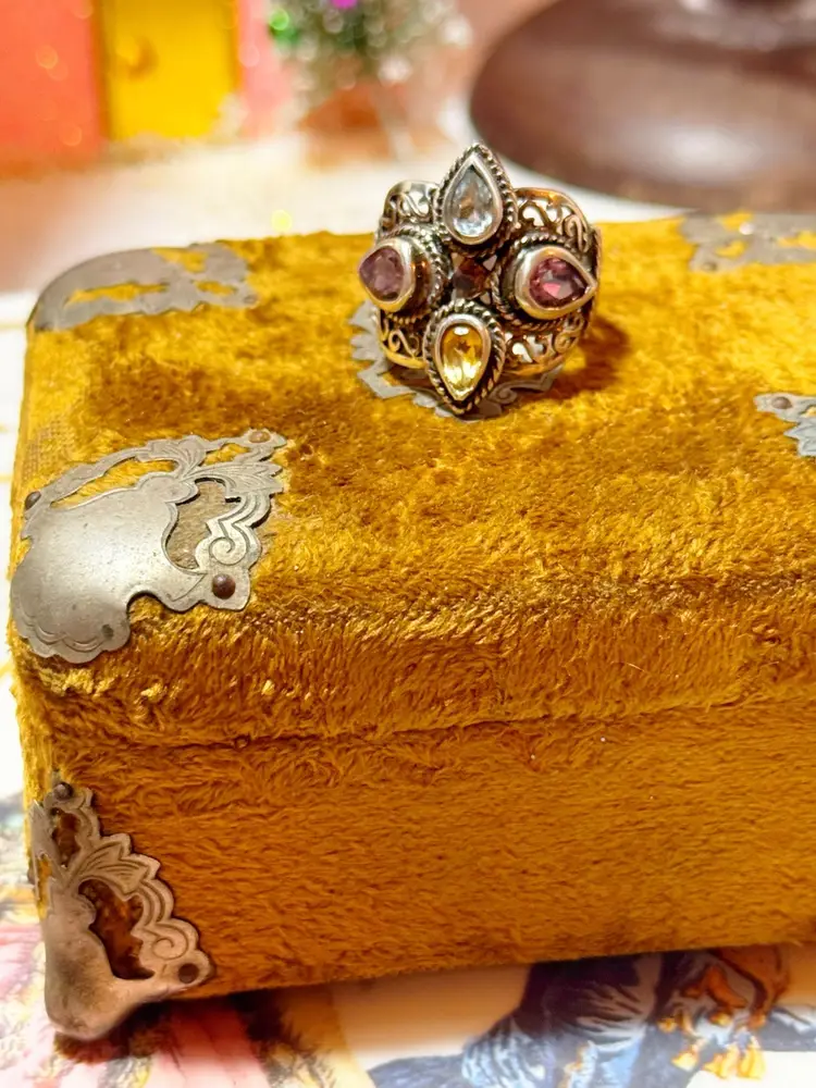 Sterling Silver Multi Gemstone Ring 7.5