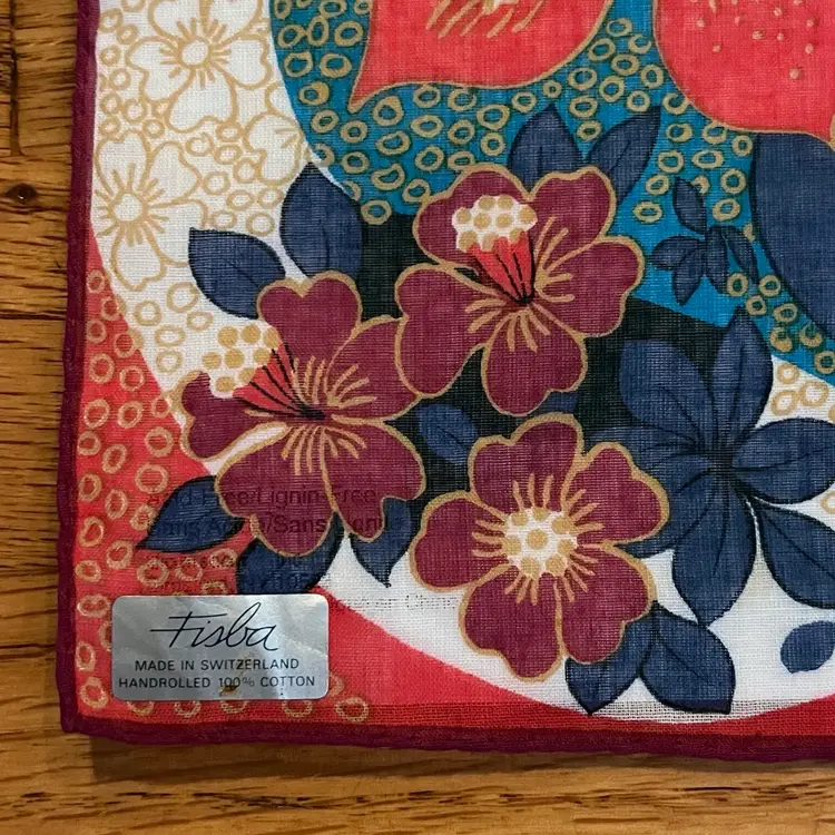 Fisba Hankie Switzerland - Rolled Hem Original Tags 12”