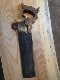 Unmarked Triple cove handle 14" Backsaw missing the back