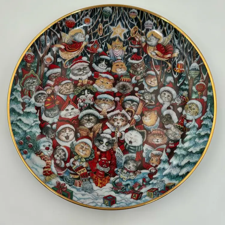 Vintage Franklin Mint Santa Cats So Adorable