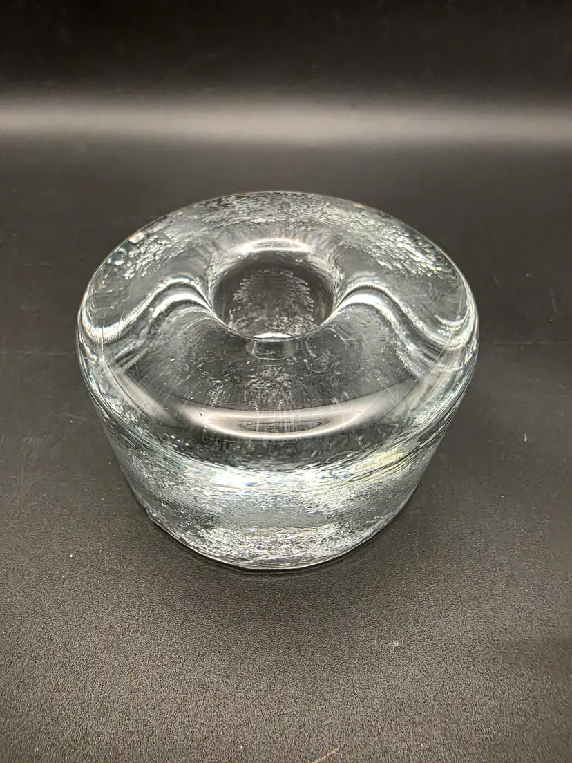 Blenko clear candlestick holder