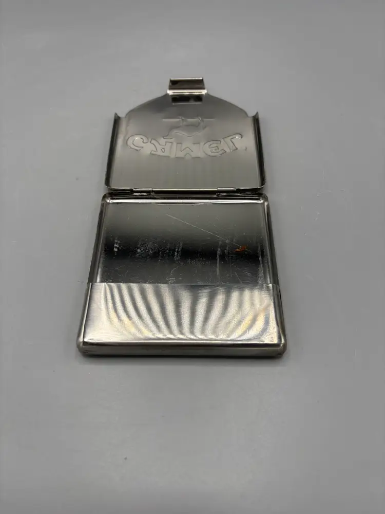 Vintage silver tone metal cigarette case