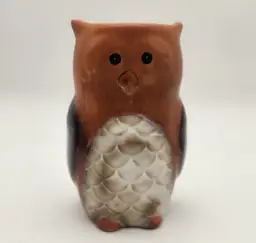 Ceramic Owl Candle Holder With Candle Brown White Rustic Farmhouse Home Decor