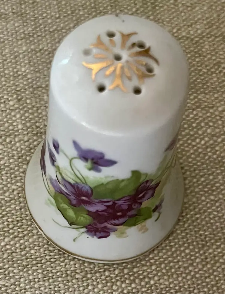 Vtg Lefton Painted Violets Gold Gild REPLACEMENT Salt Shaker Hand Painted Japan