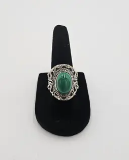 #AZ4 RGN Malachite Stone 925 Ring Size 7