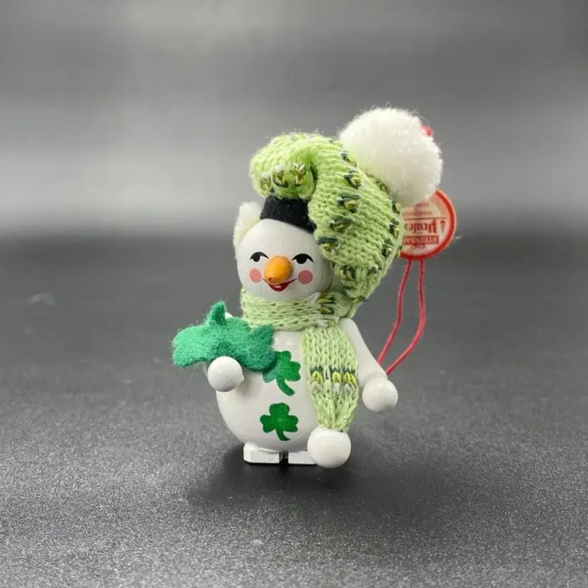 Steinbach Wooden Handcrafted Irish Snowman Hanging German St. Patrick’s Day Christmas Ornament