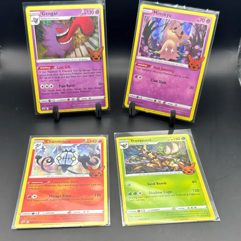 Pokémon Lot Gengar Holo, Mimikyu Holo, Chandelure Holo, Trevenant Holo